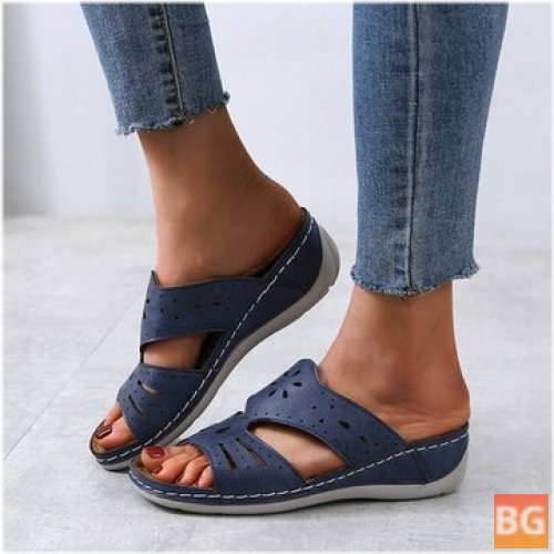 Women's Hollow Casual Slip On Wedges