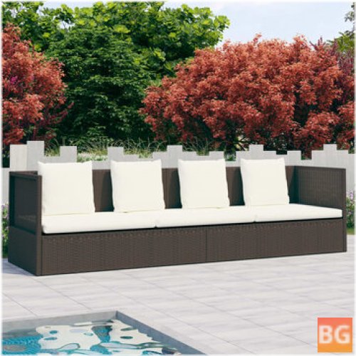 Outdoor Lounge Bed with Cushion and Pillows