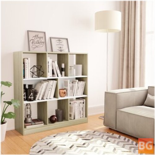Book Cabinet - White and Sonoma Oak 38.4