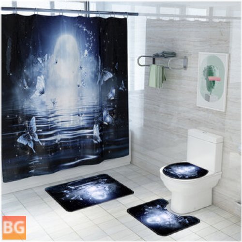 Bathroom Rug Set with Shower Curtain and Mats