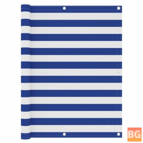 Balkonscherm (120x400 cm) - oxford stof wit en blauw