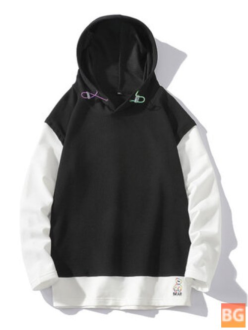 Hooded Sweatshirt with Men's Patchwork Embroidery