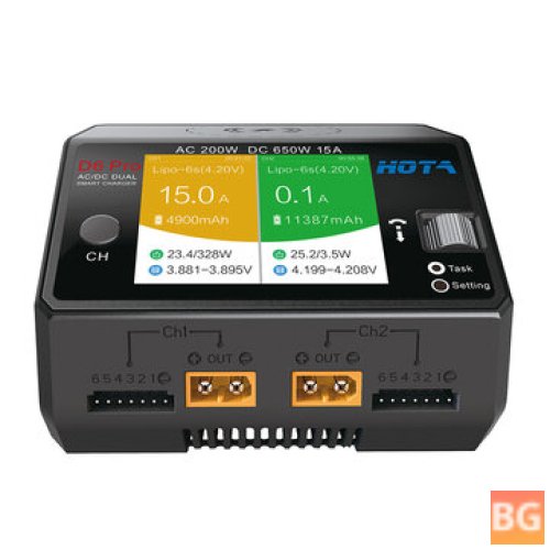 HOTA D6 Pro - AC 200W DC 650W 15A*2 Dual Channel Lipo Charger
