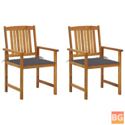 Chairs with Cushions - 2 pcs Solid Acacia Wood