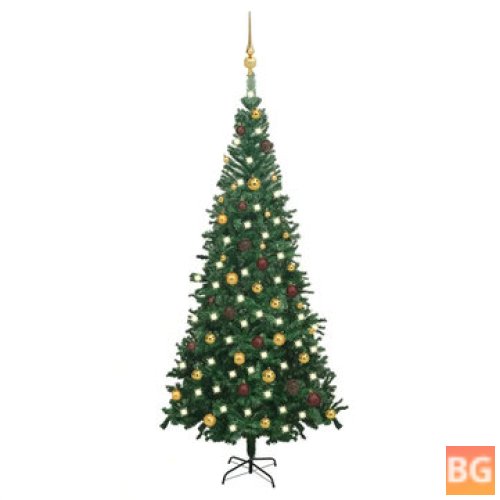 Artificial Christmas Tree with 300 LEDs, Easy Assembly - Christmas Tree with Metal Stand and 1300 Branchs for Home, Office, Party, and Outdoor Decoration
