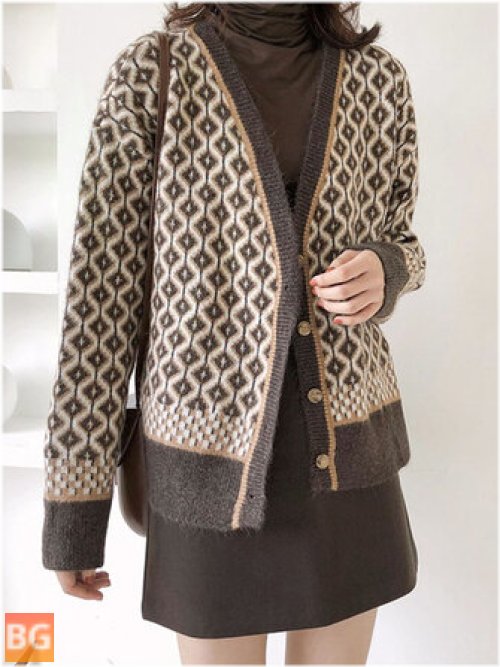Button Down Cardigan with Knitted Fabric