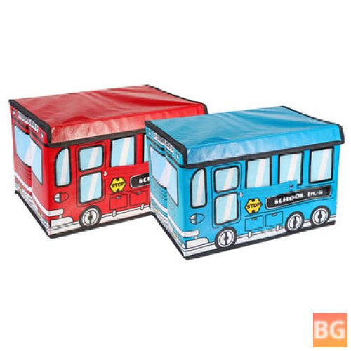 Toys Box with Waterproof Bus Shape and Cartoon Pattern