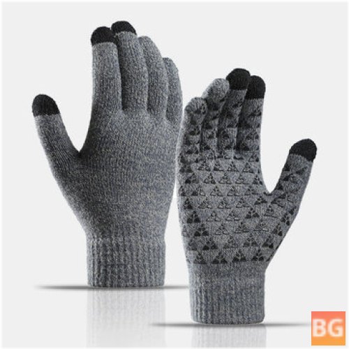 Warm Winter Gloves with Triangle Pattern Silicone Palm Silicone Gloves