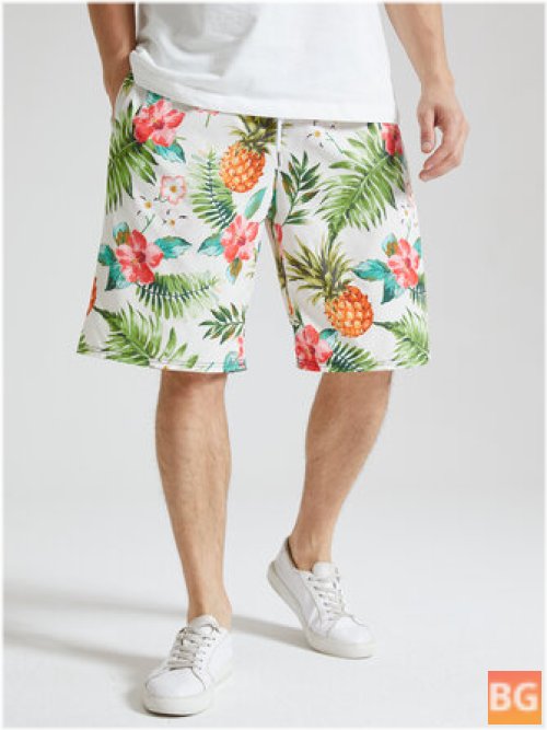 Short Sleeve Men's Shirt with Pineapple Print