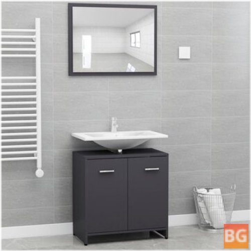 Gray Chipboard Bathroom Furniture Set