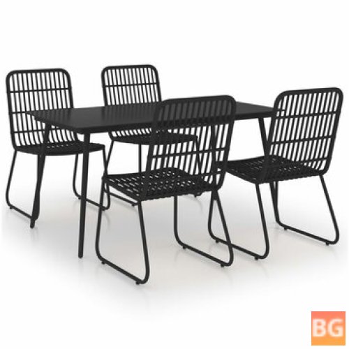 Dining Set with Poly Rattan and Glass