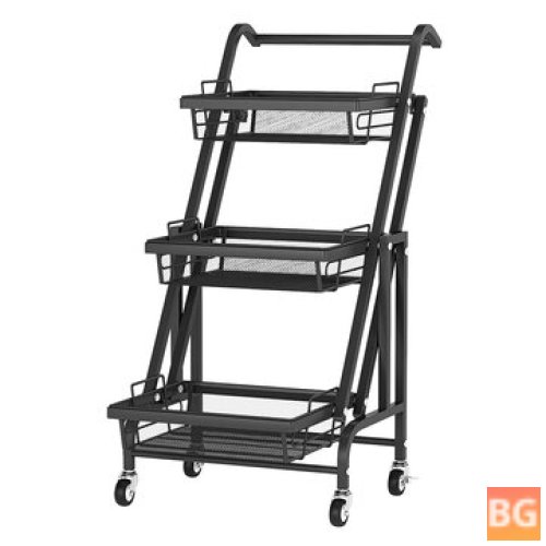 Mobile Utility Cart with Wheels for 3 Tiers of Storage