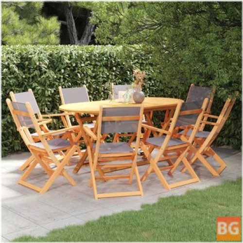 Gray Eucalyptus Wood Outdoor Dining Set with Textilene Seating