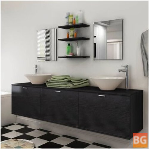 Bathroom Set with Tap and Sink - Black