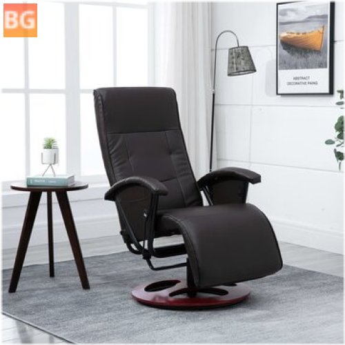 TV Armchair with Rotatable Leather Brown Fabric