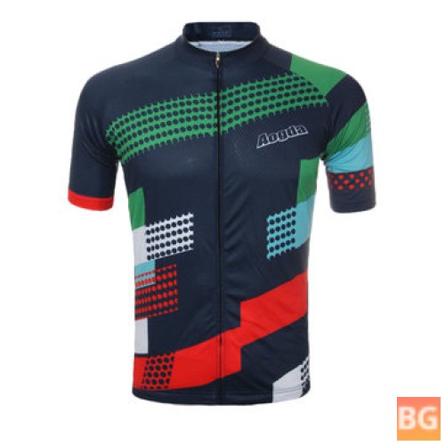Breathable Short Sleeve Cycling Jersey with Polyester Material