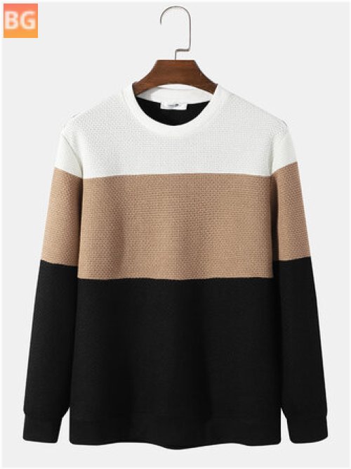 Knitted Sweatshirt with Tri-color Stripes