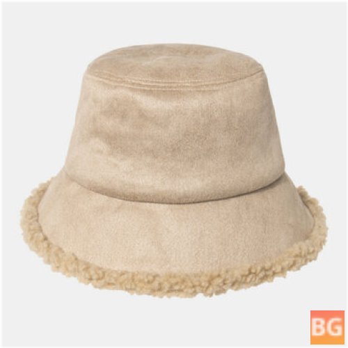 Warm and breathable soft suede bucket hat with a thicken band