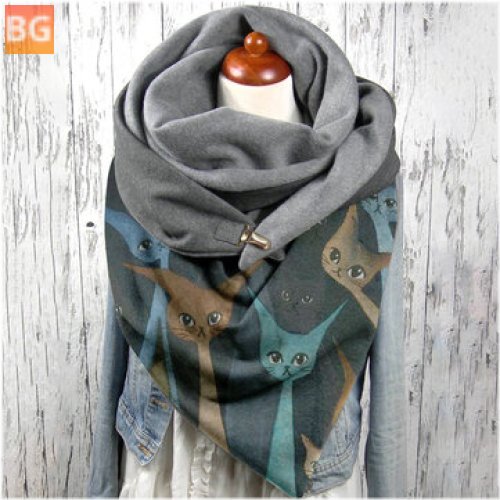 Soft Cat Pattern Scarf for Women