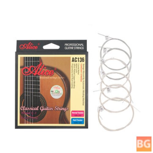 Alices AC136-N Classical Guitar Strings - Silver-Plated Copper Wound 6 Strings