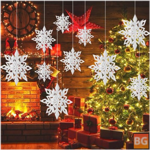 6pcs Christmas Party Hanging Decoration - Baubles Xmas Snowflakes