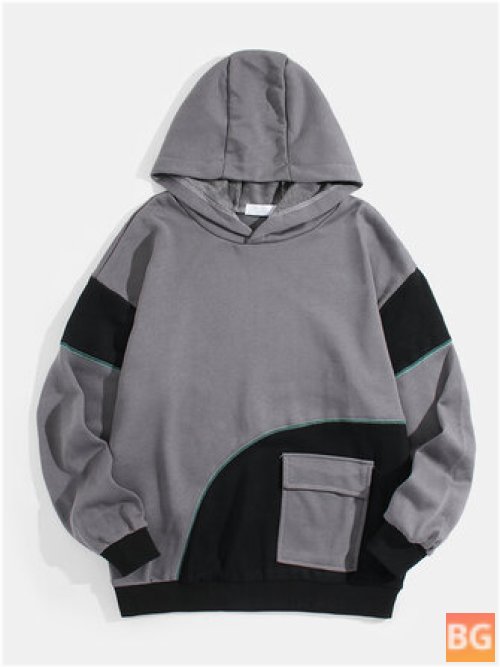 Long Sleeve Hoodie with Patchwork Design