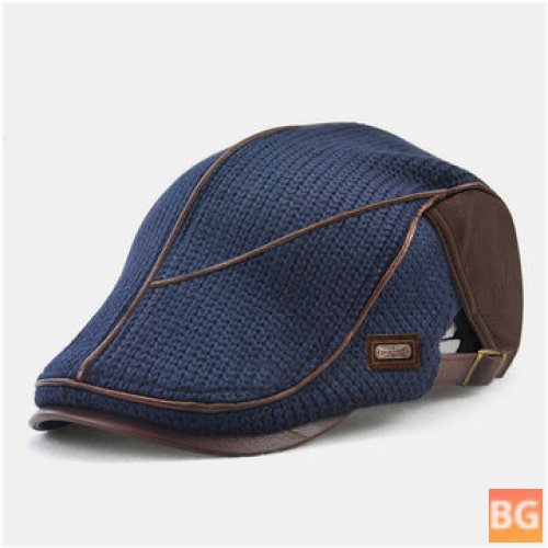 Banggood Design Men's Knit Leather Hat - Casual Personality Forward Hat