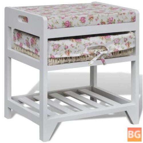 Rose Pattern Storage Bench with Foot Pedal and Shoe Rack