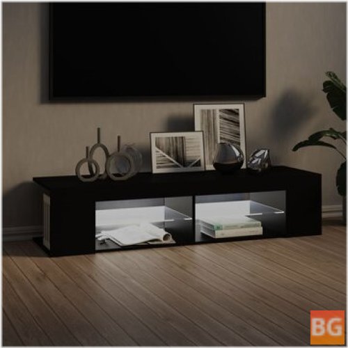 TV Cabinet with LED Lights - Black 53.1