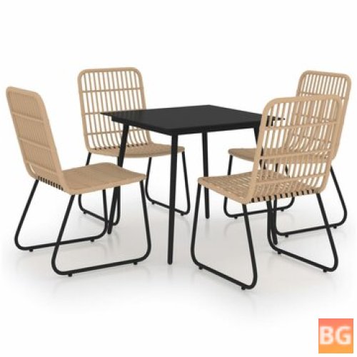 Outdoor Dining Set - Poly Rattan and Glass