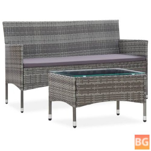 Garden Lounge Set with Cushion and Rattan Fabric