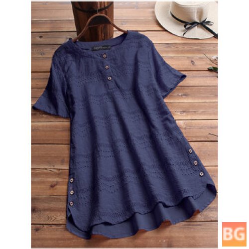 High-Low Button Blouse for Women