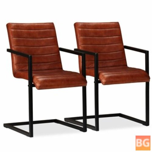 Dining room chairs 2 pcs faux leather brown