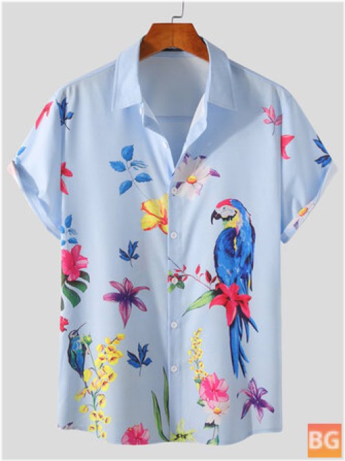 BirdFlower Men's Short Sleeve Casual Shirt