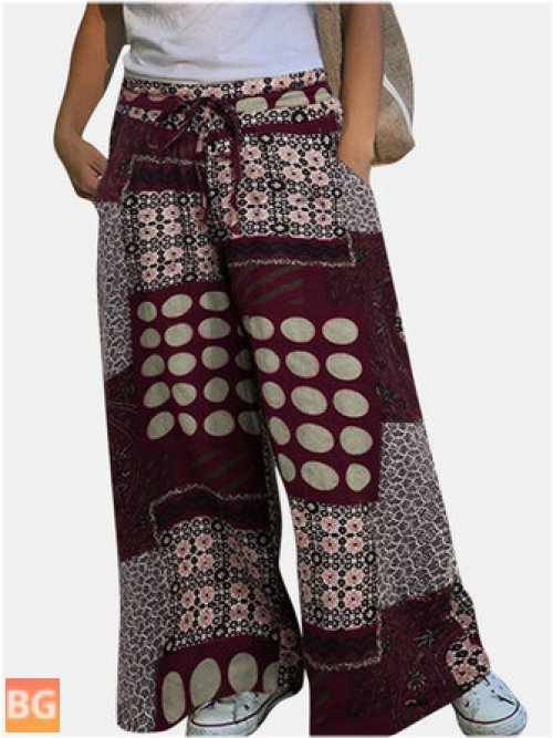 Printed Patchwork Pants for Women