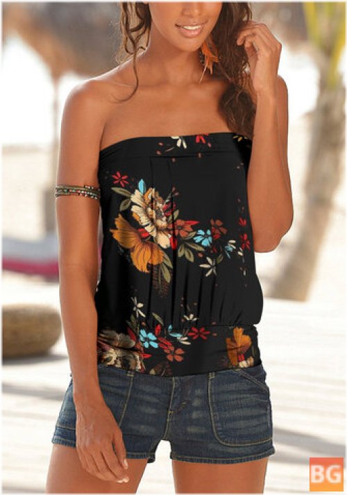 Strapless Cami with Floral Print