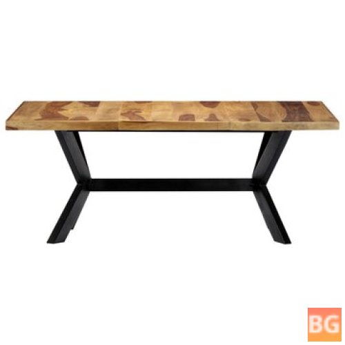 Dining Table with Wood Base and Solid Sheesham Wood Top