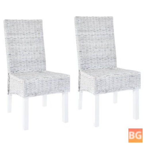 Gray Kubu Rattan and Mango Wood Dining Chairs