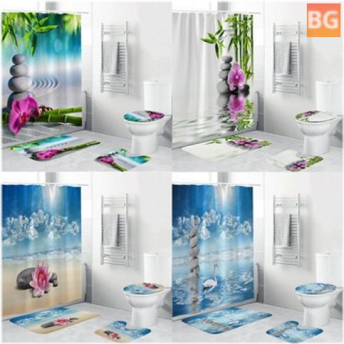 Shower Curtain and Toilet Mats Set - Waterproof and Dust-proof!