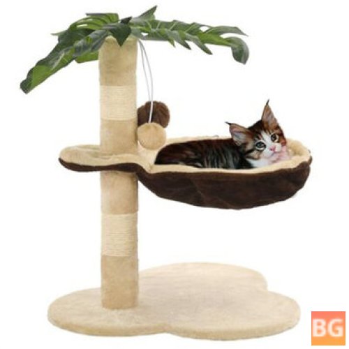 Cat Tree with Sisal Scratching Post - 50 cm Hammock Scratcher Tower Home Furniture Climbing Frame Toy