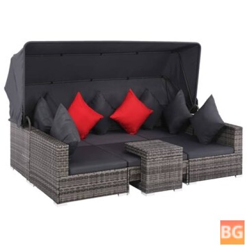 Set of 7 Lounge Cushions with Rattan Gray Fabric