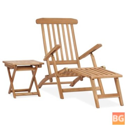 Teak Garden Chair with Footrest and Table