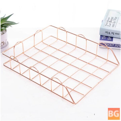 Single-Layer Metal Desktop Organizer with Stackable Files - Nordic Style