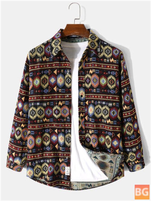 Tribal Pattern Button Up Long Sleeve Jacket