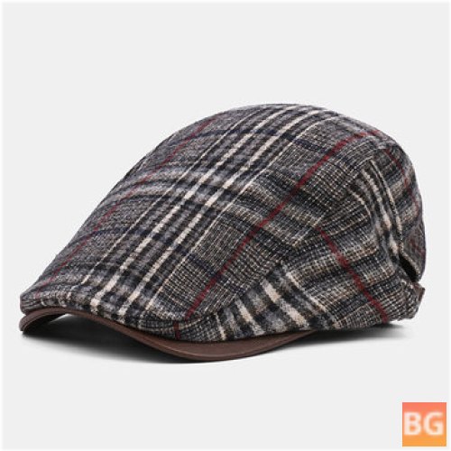 PATCHWORK Beret with Stripe Pattern - Men's