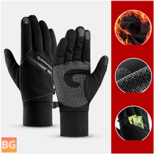 Waterproof Ski Gloves with Zipper Pocket and Warm Touch Screen