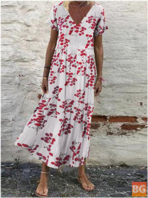 V-Neck Maxi Dress with Floral Print