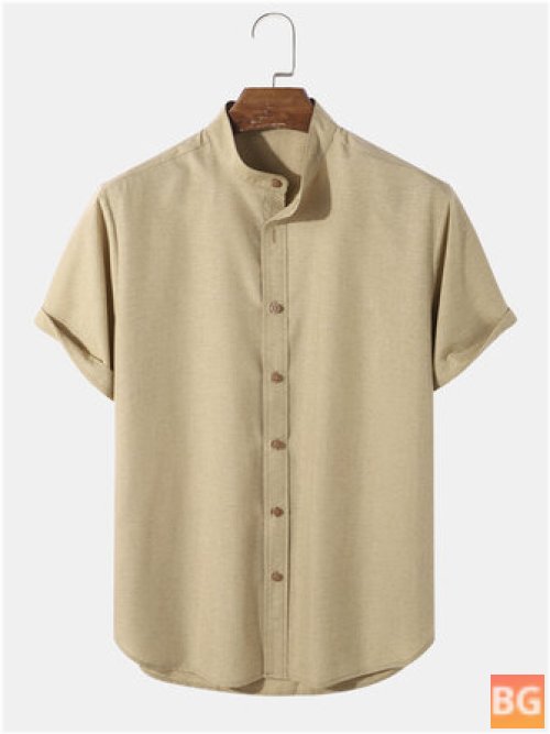 Grandad Collar Button Up Shirts for Men