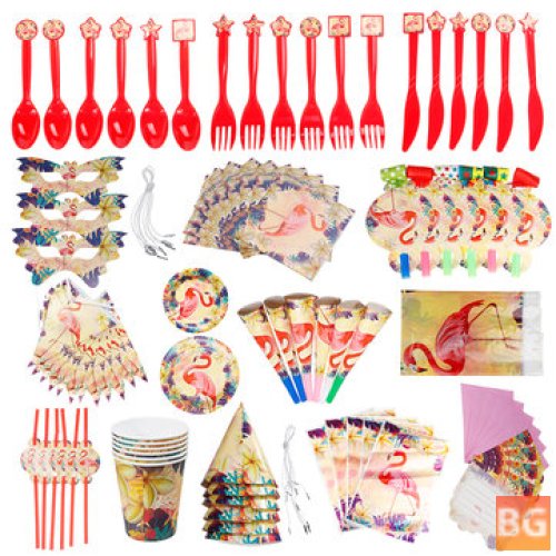 84-Piece Kids Birthday Party Tableware Set - Decorating Plates, Cups, Papers, Toys
