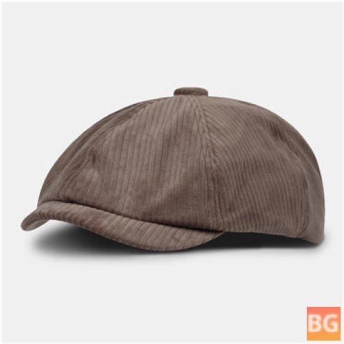 British Retro Plain Corduroy Short Brim Ivy Cap Hat - Painter Hat